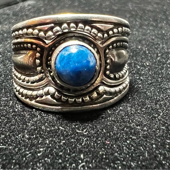 Beautiful Sterling silver three set ring with lapiz lazuli - Picture 3 of 13